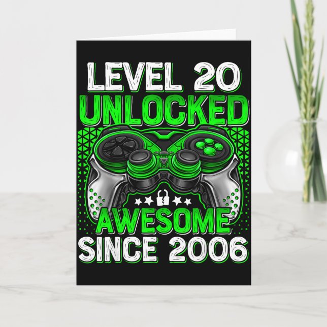 Carte Level 20 Unlocked 20 Year Old Boys 20th Birthday B (Devant)