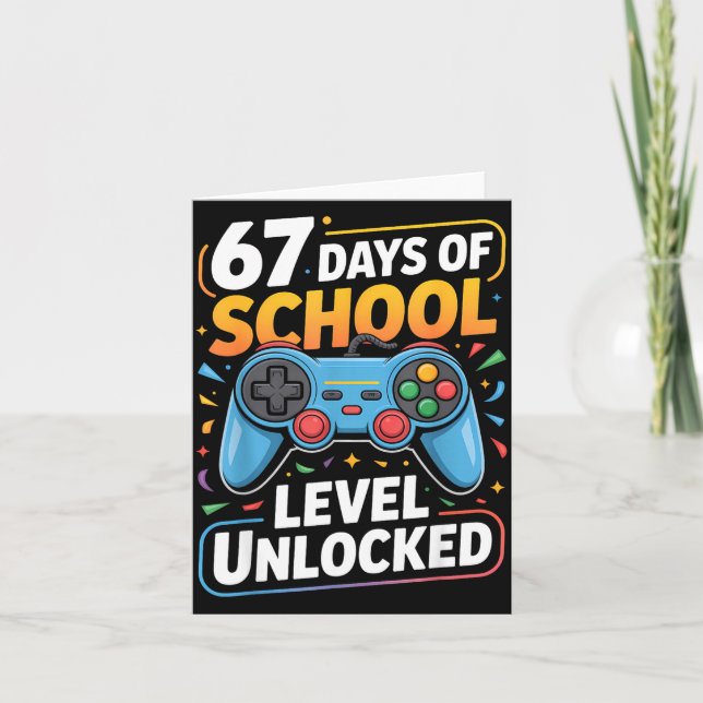 Carte Level 67 Days Of School Unlocked Boys 67th Day Of  (Devant)