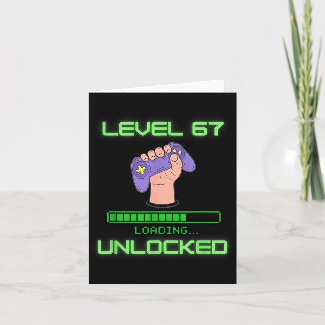Carte Level 67 Unlocked Gaming 6-7 School Meme Six Seven (Devant)