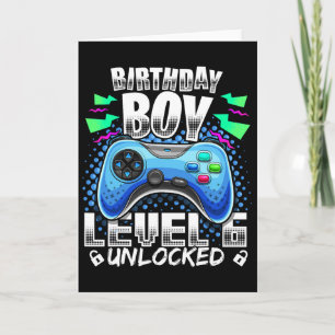 Carte Level 6 Vidéo Game 6th Birthday Gamer Gif