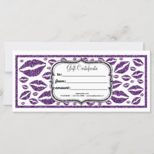 Carte Lèvres à Parties scintillant violet CERTIFICAT CAD