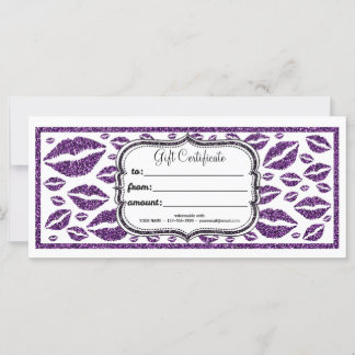 Carte Lèvres à Parties scintillant violet CERTIFICAT CAD