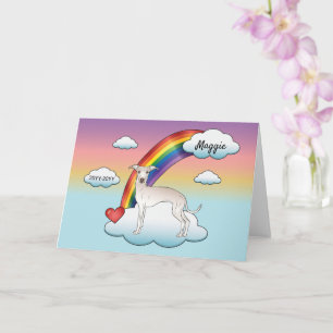 Carte Lévrier Italien Crème Chien Mignon Arc-en-Ciel Mém