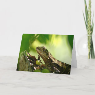 Carte Lézard australien entre feuilles, Salutation photo