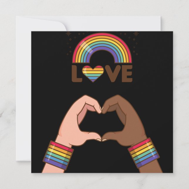 Carte LGBT+Pride. Aimez l'arc-en-ciel. Cœur. Affiche (Devant)