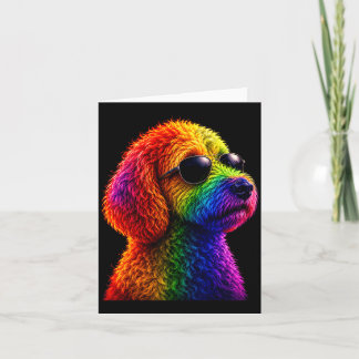 Carte Lgbt rainbow goldendoodle with sunglasses gay