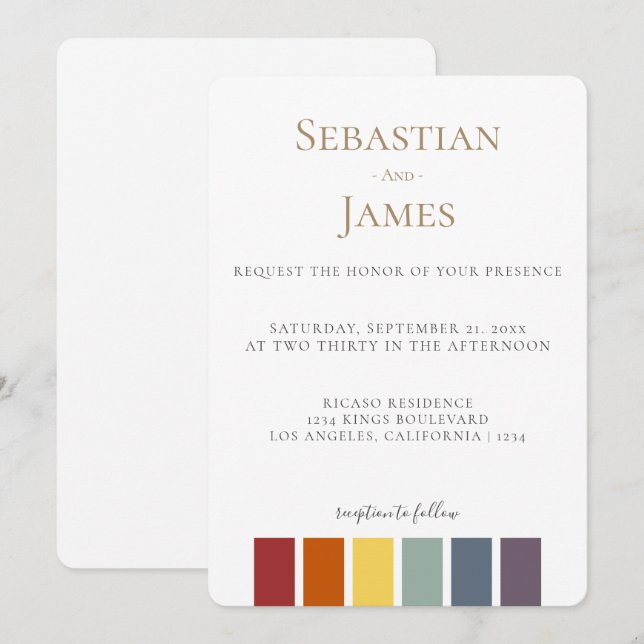 Carte LGBTQ Rainbow Gay Mariage élégant (Devant / Derrière)