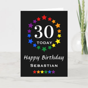 Carte LGBTQ Rainbow Stars - 30 Aujourd'hui ou tout âge A