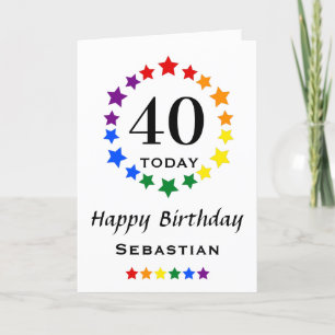 Carte LGBTQ Rainbow Stars - 40 Aujourd'hui ou tout âge A
