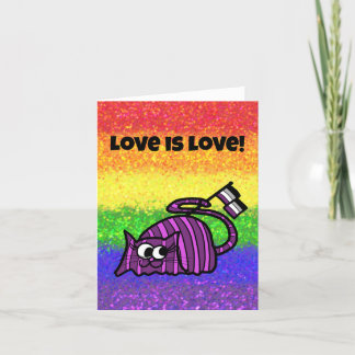 Carte LGBTQIA L'amour est amour Drapeau Asexué avec Chat