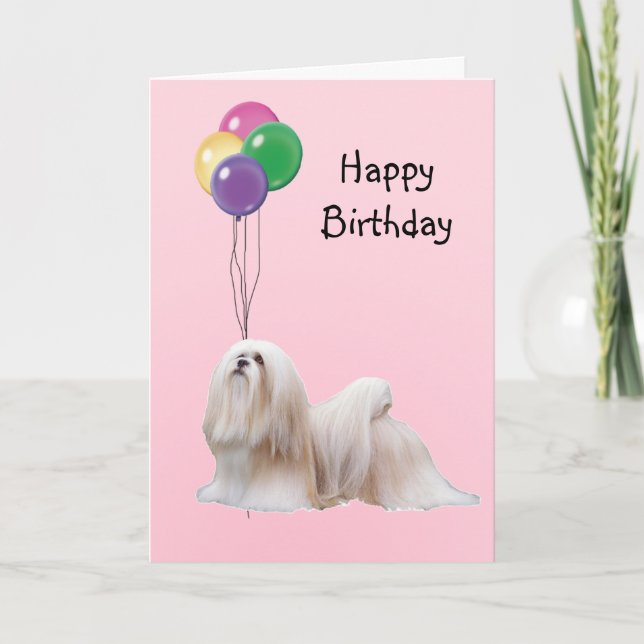 Carte Lhasa Apso, ballons d'anniversaire (Devant)