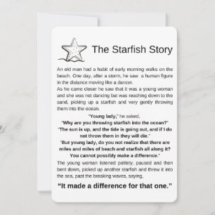 Carte L'histoire de Starfish. Poème Starfish.