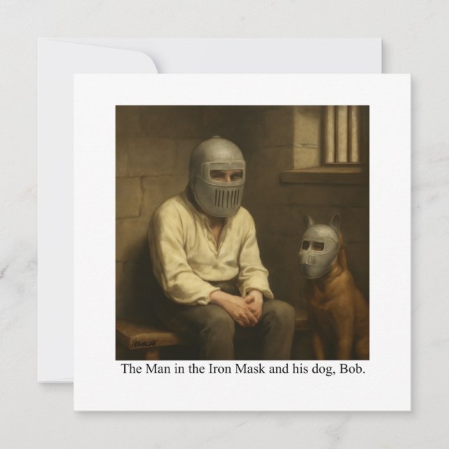 Carte L'homme dans le Masque de Fer et son chien, Bob. (Devant)