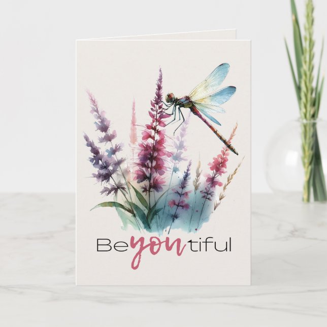 Carte Libellule à l'aquarelle Beau encouragement (Devant)