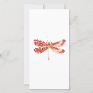 Carte libellule de fleurs avec sakura de bijoux