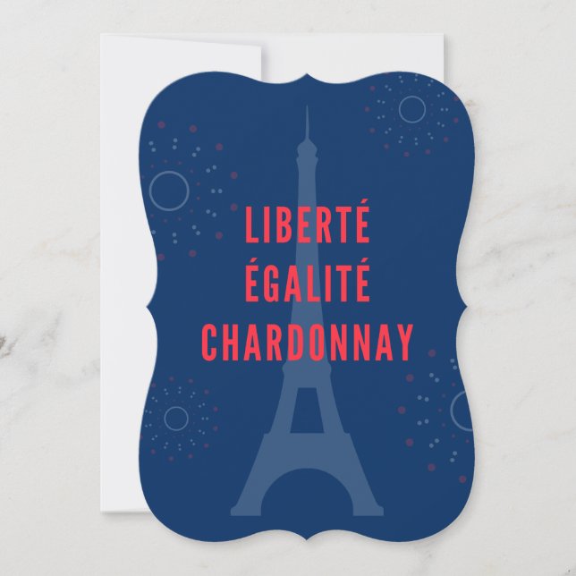 Carte Liberté Égalité Chardonnay Funny Tour Eiffel (Devant)