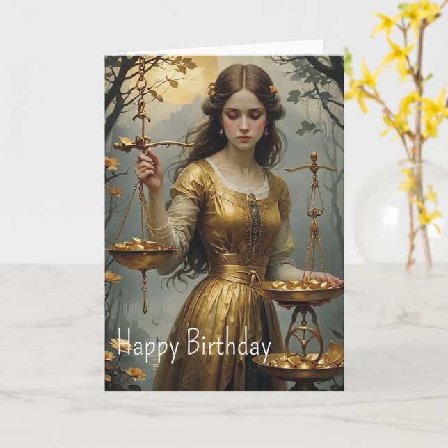 Carte Libra Anniversaire (Fleur jaune)