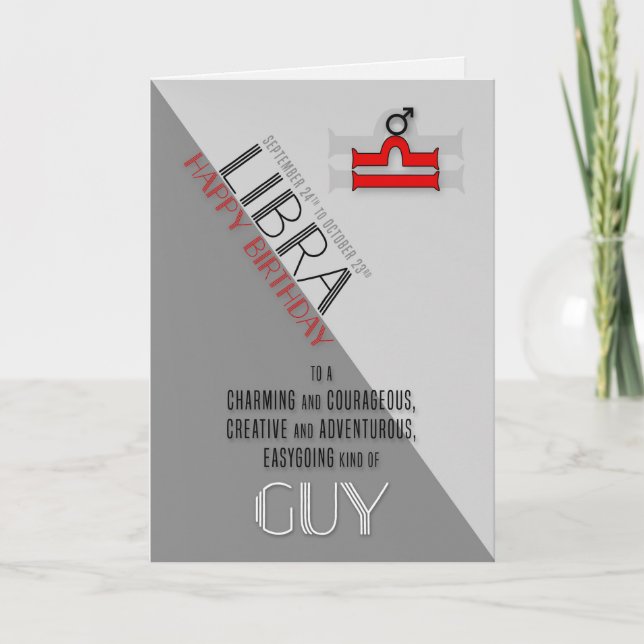 Carte Libra Anniversaire pour lui 24 septembre au 23 oct (Devant)