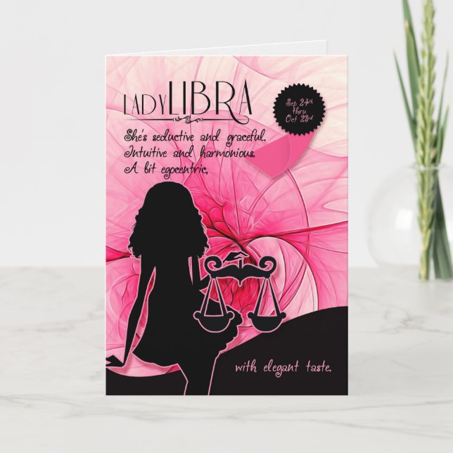 Carte Libra Birthday for Her Pink 24 sept et 23 oct (Devant)