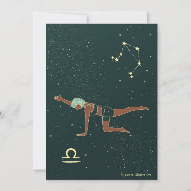Carte Libra Yoga fille anniversaire (Devant)