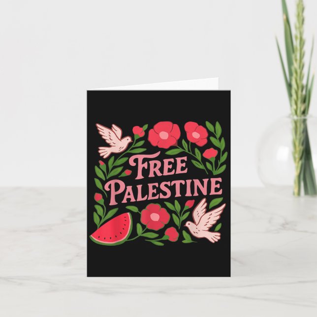 Carte Libre Palestine Gaza Boho Fleur Pastèque  (Devant)
