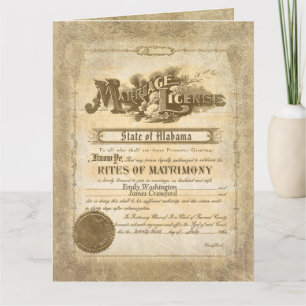 Carte Licence de mariage vintage