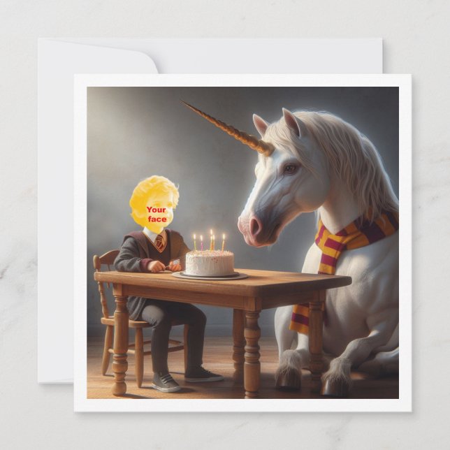 Carte licorne, anniversaire magique, anniversaire  (Devant)