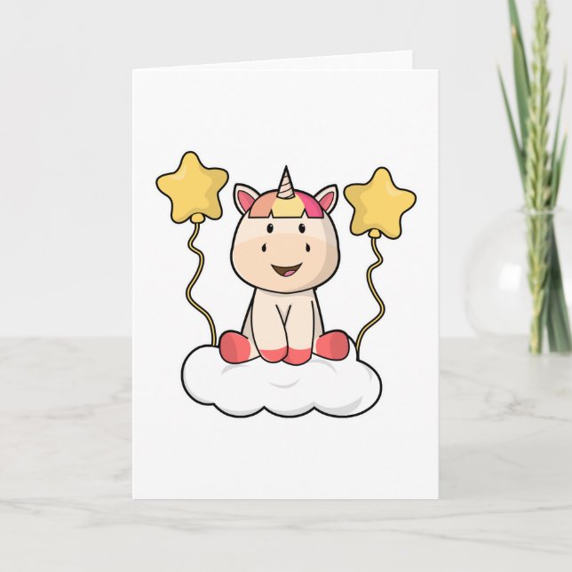Carte Licorne avec Nuage et Étoiles (Devant)