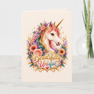 Carte Licorne Bohème Florale Belle Mystique Unique