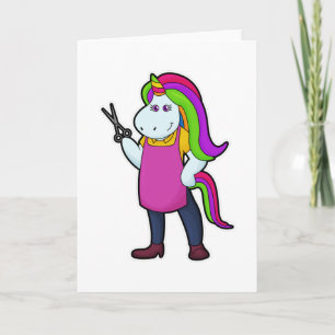 Carte Licorne coiffeuse avec ciseaux