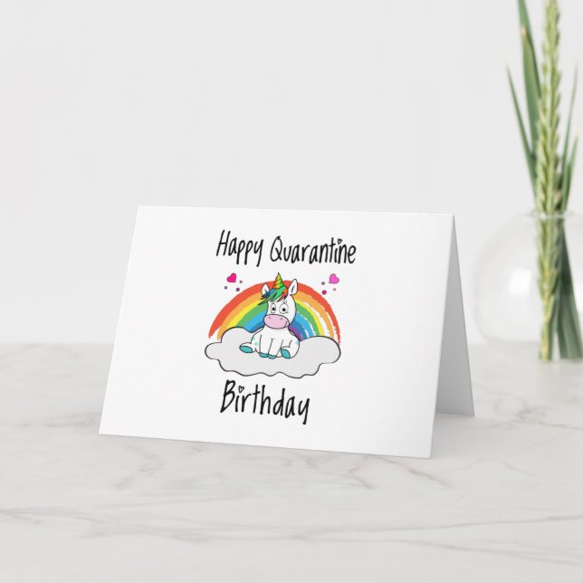 Carte Licorne d'anniversaire de quarantaine arc-en-ciel (Devant)