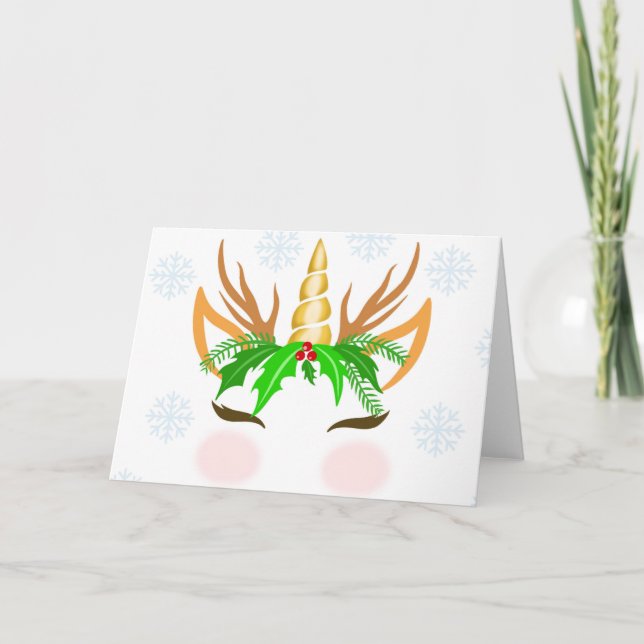 Carte Licorne de Noël visage (Devant)