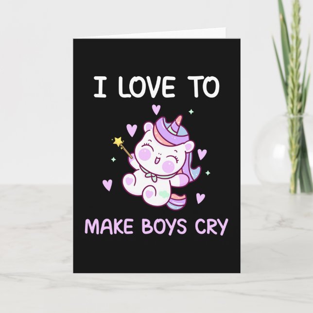 Carte Licorne J'aime Faire Pleurer Les Garçons Cadeau Po (Devant)