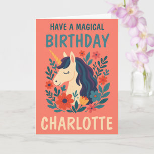 Carte Licorne Magique Anniversaire Personnalisé Fantaisi