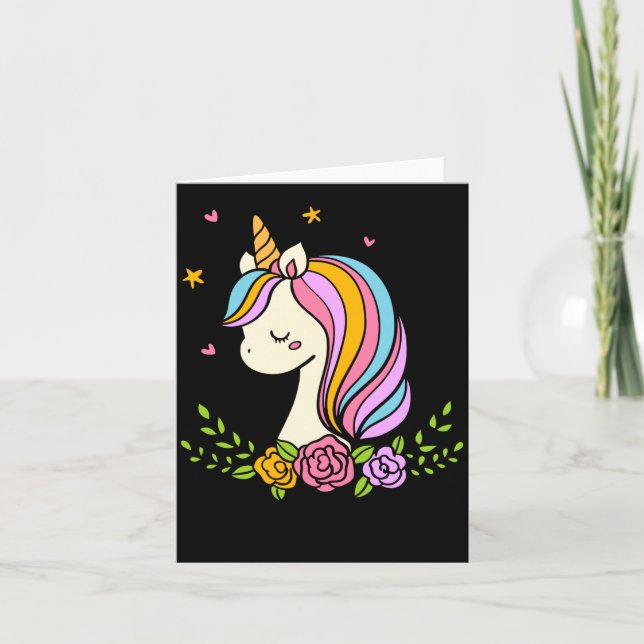 Carte Licorne Mignon Fantaisiste Féminin D Nom  (Devant)