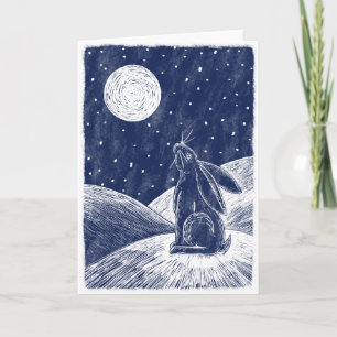 Carte Lièvre de lune dans la neige