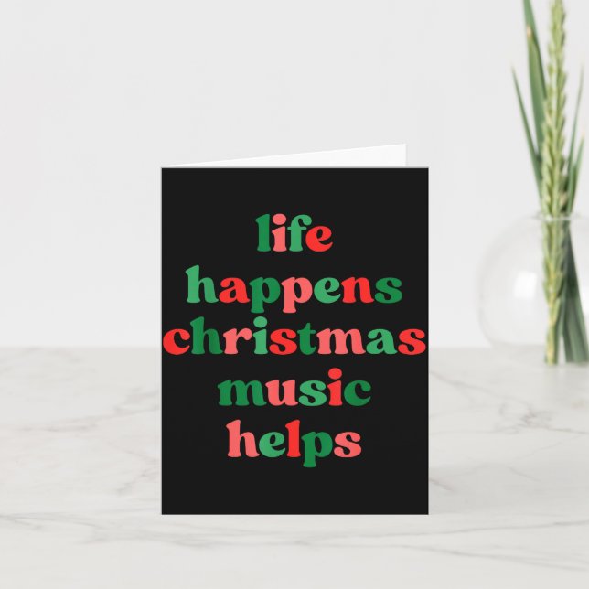 Carte Life Happens Christmas Music Helps Retro Groovy Sa (Devant)