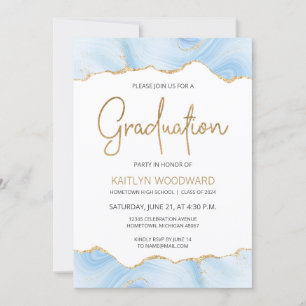 Carte Light Blue Agate Gold Parties scintillant Graduati