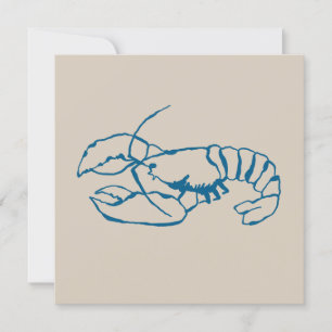 Carte Ligne De Homard Bleu Dessin Sur Plage De Sable Cou