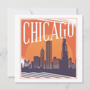 Carte Ligne Vintage de Chicago Illinois