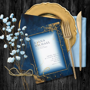 Carte Lignes d'or fin Mariage Abstrait V2 Navy ID867