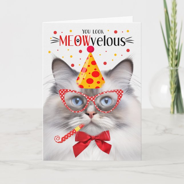 Carte Lilac Point Ragdoll Chat MEOWvelous Anniversaire (Devant)