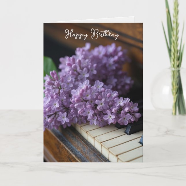 Carte Lilacs D'Anniversaire Sur Les Vielles Clés De Pian (Devant)