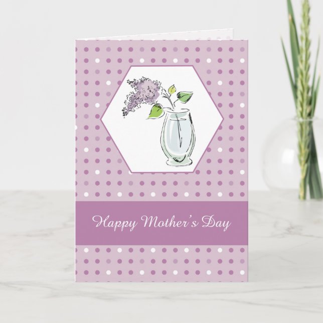 Carte Lilacs de la fête des mères dans Vase (Devant)