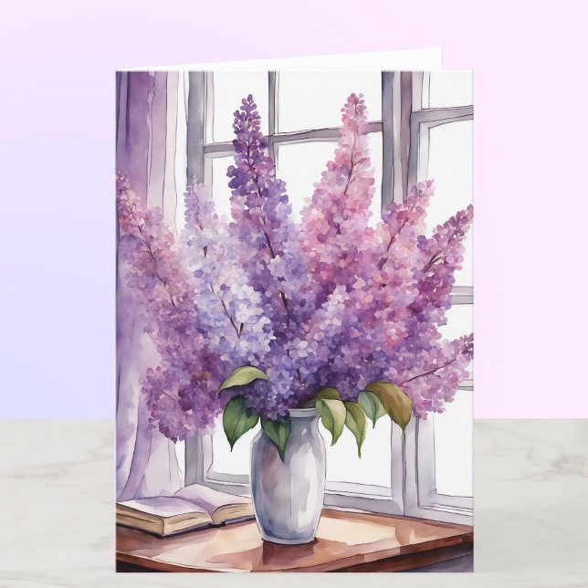 Carte Lilacs pour la Fête des Mères Aquarelle personnali (Créateur téléchargé)