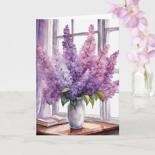 Carte Lilacs pour son aquarelle d'anniversaire (Orchidée)