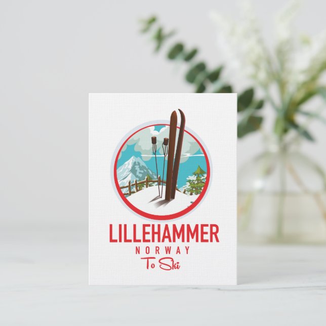 Carte Lillehammer Norvège logo Ski (Debout devant)