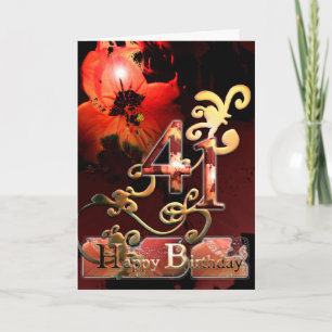 Carte Lilly Dream flower Happy 41 Anniversaire orné
