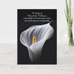 Carte Lily blanche de paix sur le Merci de la sympathie 