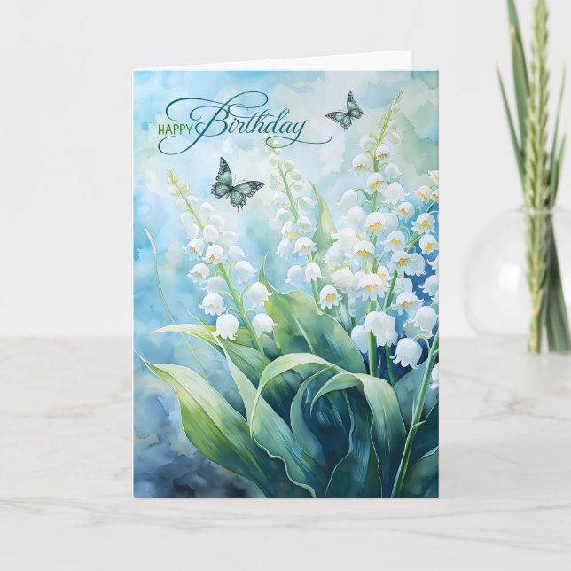 Carte Lily de la Vallée Jardin Papillons Anniversaire (Devant)